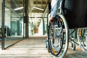 injured worker in a wheelchair